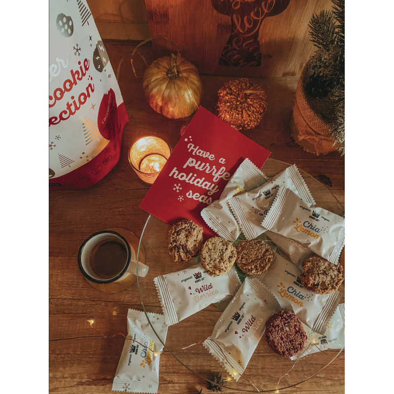 Χριστουγεννιάτικα Mini Βιολογικά Μπισκότα Βρώμης σε 5 Γεύσεις Kookie Cat Roobar 250gr